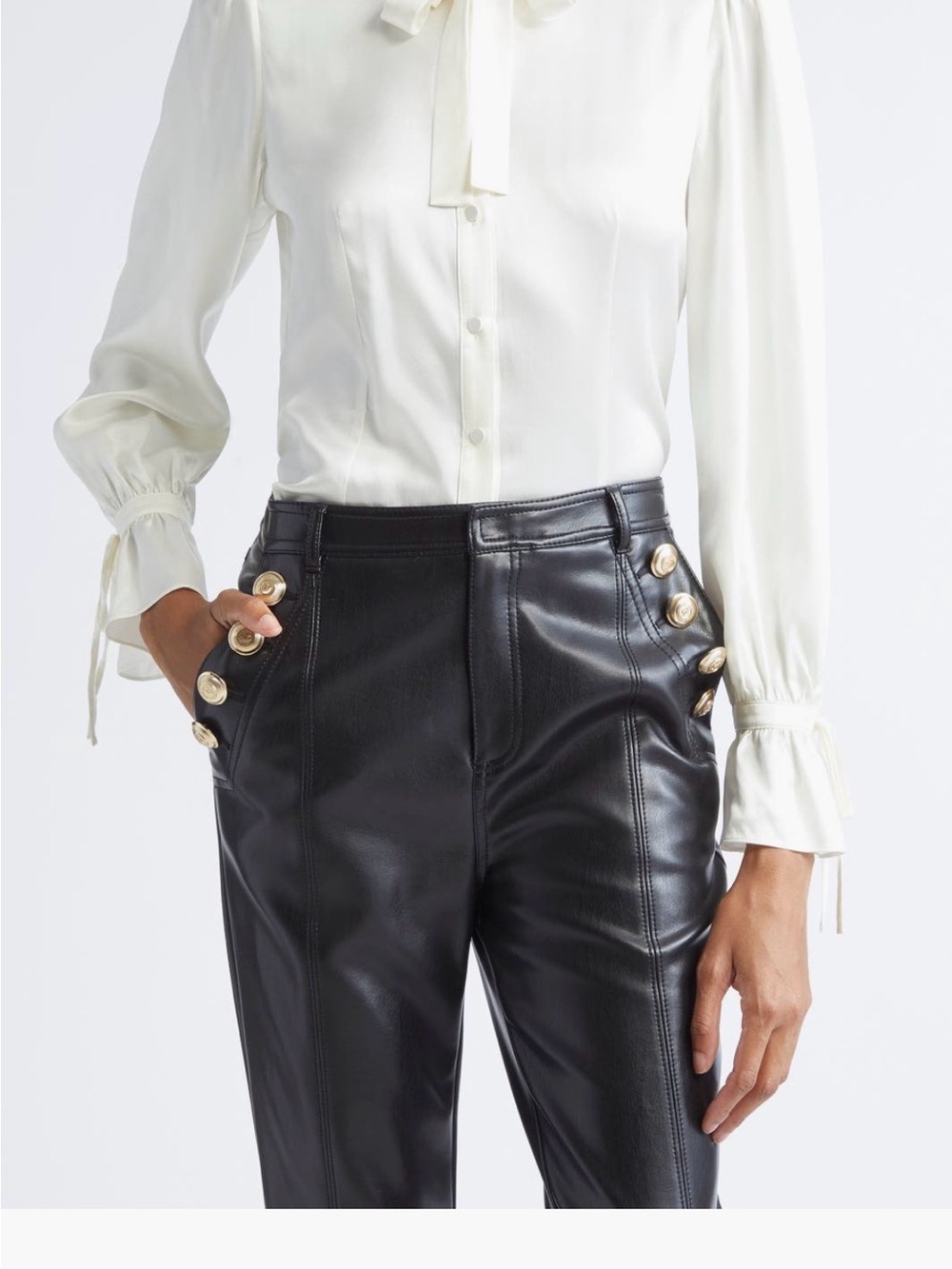 cinq a sept Cream Tie-Neck Silk Blouse